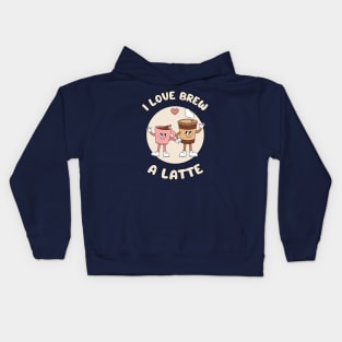 I love brew a latte - cute and funny coffee pun Kids Hoodie